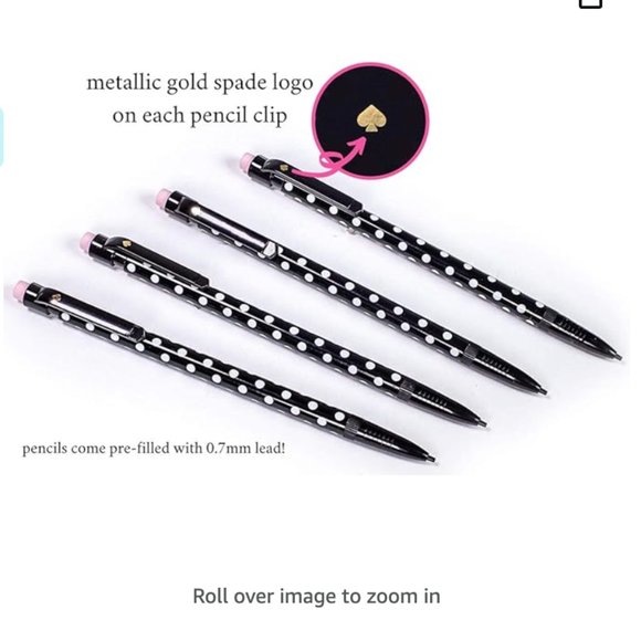 kate spade black polka dot Mechanical Pencil Set of 5 nwt - Picture 3 of 4